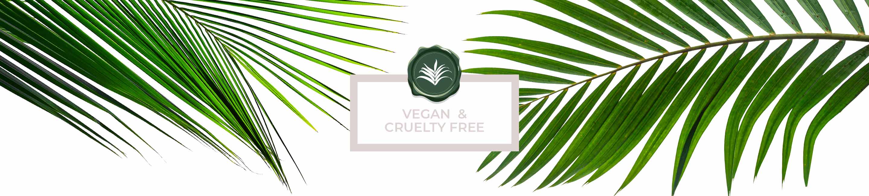 Vegan and Cruelty Free Conscious Beauty Seal with a palm background